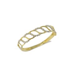 Anel Corda Tran�ada Vazado Bicolor em Ouro Amarelo 18 Kilates - 25084